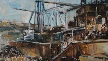 אורה עוזיאל, "מעפילים", אקריליק, 2018 אורה עוזיאל, "מעפילים", אקריליק, 2018