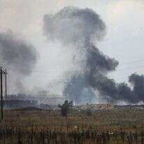 פיצוץ מחסן תחמושת של הצבא הרוסי ליד העיירה מייסקויה, קרים, השבוע. | AP