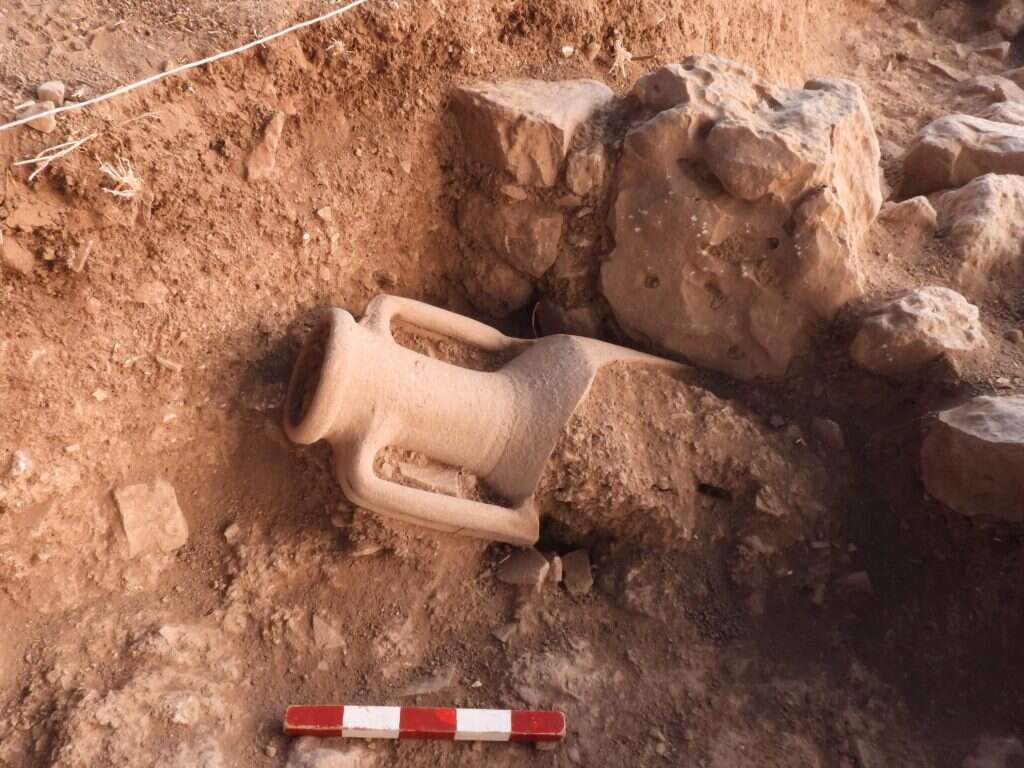 אמפורה רומית שנמצאה בחפירות. | שחר כהן