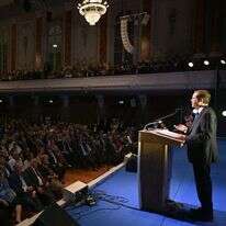 הנשיא הרצוג בנאומו בבאזל השבוע. | חיים צח, לע"מ