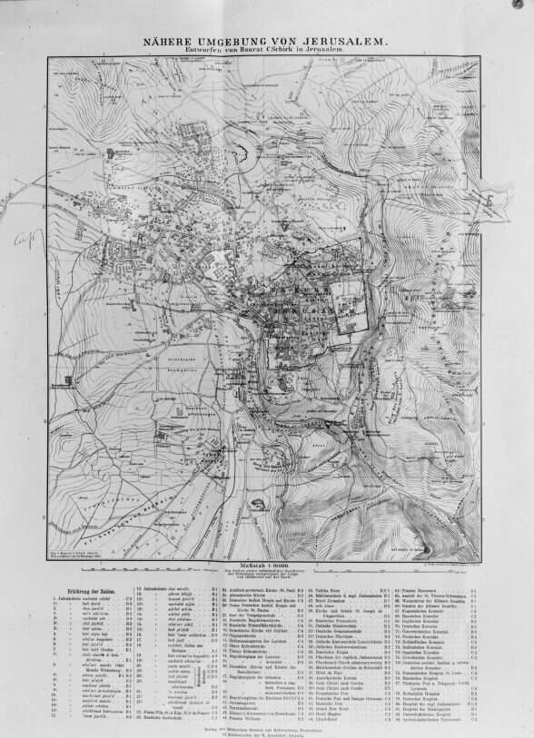עיר עתיקה, כרמים ושדות, רחוב יפו וכמה שכונות. מפת ירושלים ששרטט שיק ב־ 1894. | באדיבות ספריית הקונגרס האמריקני עיר עתיקה, כרמים ושדות, רחוב יפו וכמה שכונות. מפת ירושלים ששרטט שיק ב־ 1894. | באדיבות ספריית הקונגרס האמריקני