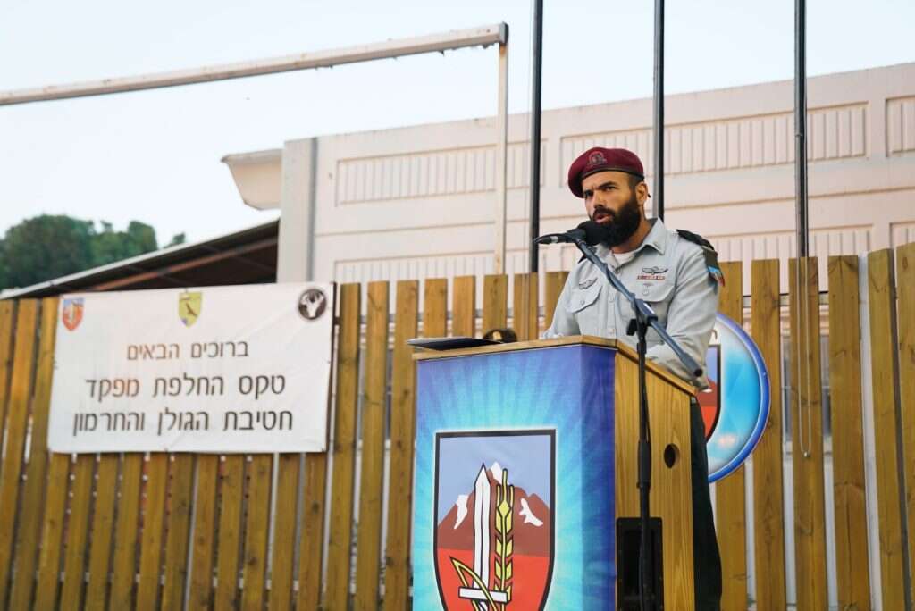 אל"מ אמונה בטקס חילופי מפקד חטיבת החרמון, יולי 2020. | דובר צה"ל