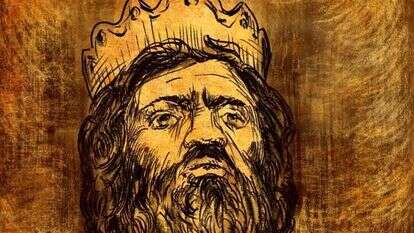 מלך בשר ודם מכופף את ראשו בפני מלך מלכי המלכים. דוד המלך איור: שאטרסטוק