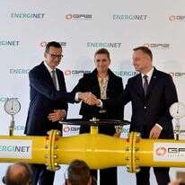 הנשיא הפולני וראשי ממשלות פולין ודנמרק בטקס פתיחת "הצינור הבלטי", ביום שלישי. | איי.אף.פי