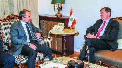 סטרפילד עם שר החוץ של לבנון, 2019. | AFP