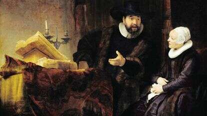 "הכומר המנוניטי אנסלו ואשתו אלטיה", ציורו של רמברנדט, 1641 "הכומר המנוניטי אנסלו ואשתו אלטיה", ציורו של רמברנדט, 1641