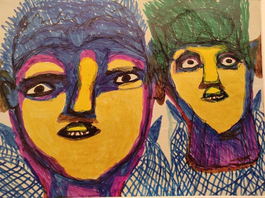 דיוקן של אברה ואשתו זהבה, 2017. איור: אברה אברהם פרדו דיוקן של אברה ואשתו זהבה, 2017. איור: אברה אברהם פרדו