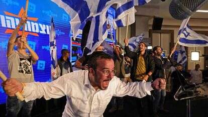 חגיגות במטה עוצמה יהודית, הלילה. | AFP