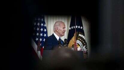 נשיא ארה"ב ג'ו ביידן נואם, אתמול. | EPA