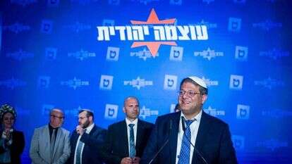 בן־גביר במטה המפלגה לאחר פרסום תוצאות הבחירות. | יונתן זינדל, פלאש 90