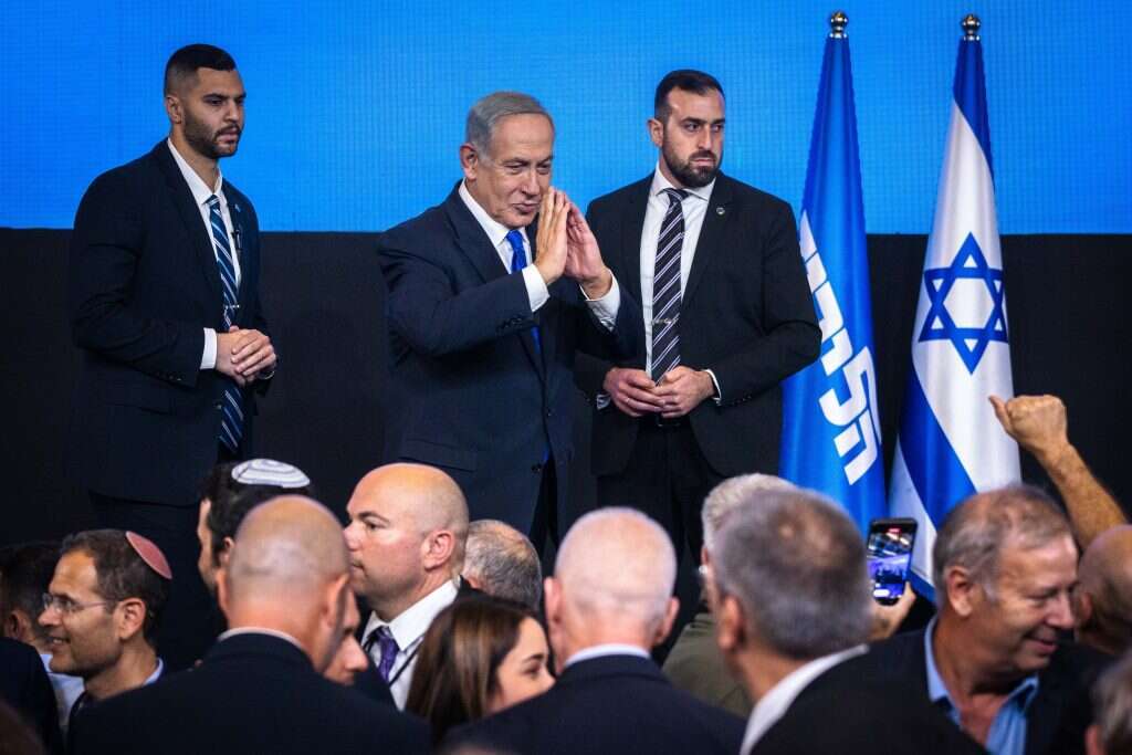 נתניהו במטה הליכוד בירושלים. | אוליבייה פיטוסי, פלאש 90