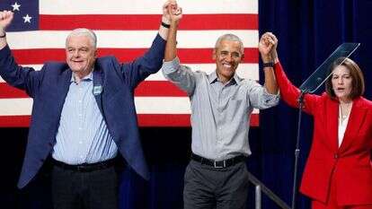 אובמה מלהיב את הקהל בלאס־וגאס. הנשיא ביידן לא הגיע. | איי.אף.פי