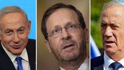 גנץ, הרצוג ונתניהו. צילומים: EPA, AFP