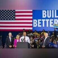 הנשיא ג'ו ביידן מצטרף לעצרת הדמוקרטים, ערב בחירות אמצע הקדנציה. | Nathan Howard/Getty Images/AFP