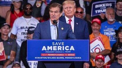 טראמפ עם המועמד הרפובליקני לסנאט בפנסילבניה, מהמט אוז. | AFP