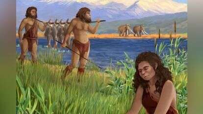 איור שנעשה ע״י אלה מרו (Ella Maru) . האיור מתאר ניצול של בינית גדולת ראש (קרפיוניים) בסביבת החולה הקדומה איור שנעשה ע״י אלה מרו (Ella Maru) . האיור מתאר ניצול של בינית גדולת ראש (קרפיוניים) בסביבת החולה הקדומה