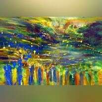 דמיונה של שירת הים לשירת קדש הקדומה מוכיח את חיבורה בזמן האירוע. יורם רענן, "יובל", אקריליק על קנבס, 2014