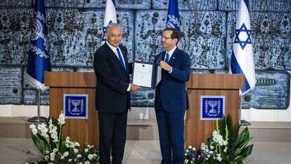 נתניהו והנשיא הרצוג | אוליבייה פיטוסי, פלאש 90