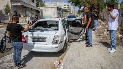 רכב של מחבלים בג'נין אחרי היתקלות עם כוח צה"ל. | נאסר אשתייה/פלאש90