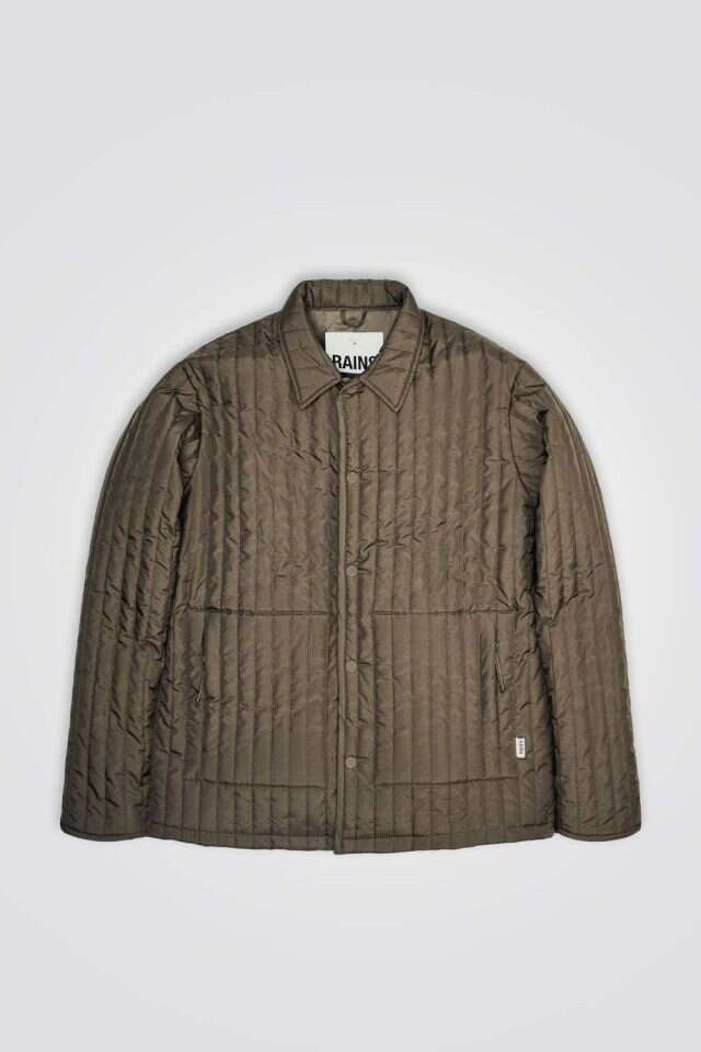 RAINS מעיל פוך חום עם צוווארון דש. מחיר 405 במקום 449.90 ש"ח ברשת המשביר. | יחצ