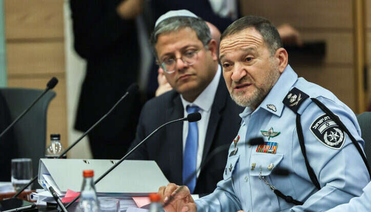 בן גביר ומפכ"ל המשטרה שבתאי. | יונתן זינדל, פלאש 90