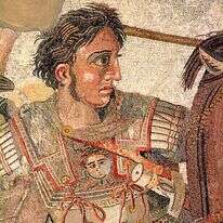 לא נותר לו עוד דבר לכבוש. דמותו של אלכסנדר מוקדון ב"פסיפס אלכסנדר" בחורבות העיר הרומית פומפיי