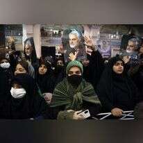 עצרת לזכרו של סולימאני באיראן. | EPA/ABEDIN TAHERKENAREH