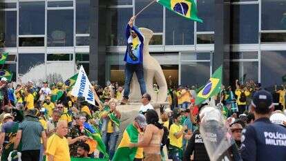 מפגינים ברזילאים במהלך המהומות בעיר הבירה ברזיליה. | AFP