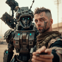 מה ביקשנו? חייל צה"ל מצלם סלפי עם חייל רובוט