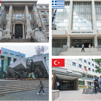 בכל המדינות הללו יש עדיין משהו שמבדיל אותן מישראל: היכלי בתי המשפט הבכירים בטורקיה, פולין, הונגריה ויוון. צילומים: רויטרס, גטי אימג'ס, איי.פי, איי.אף.פי