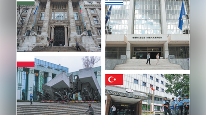 בכל המדינות הללו יש עדיין משהו שמבדיל אותן מישראל: היכלי בתי המשפט הבכירים בטורקיה, פולין, הונגריה ויוון. צילומים: רויטרס, גטי אימג'ס, איי.פי, איי.אף.פי