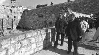 ראש עיריית ירושלים, טדי קולק ביציאה מהר הבית, 13 בינואר 1986, | סהר יעקב, לע"מ