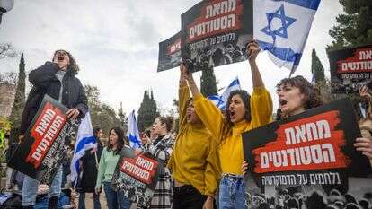 הפגנה נגד הממשלה באוניברסיטה העברית, בשבוע שעבר. | יונתן זינדל, פלאש 90