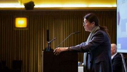 נשיאת בית המשפט העליון אסתר חיות בנאומה לפני שבועיים. | שיר טורם, פלאש 90