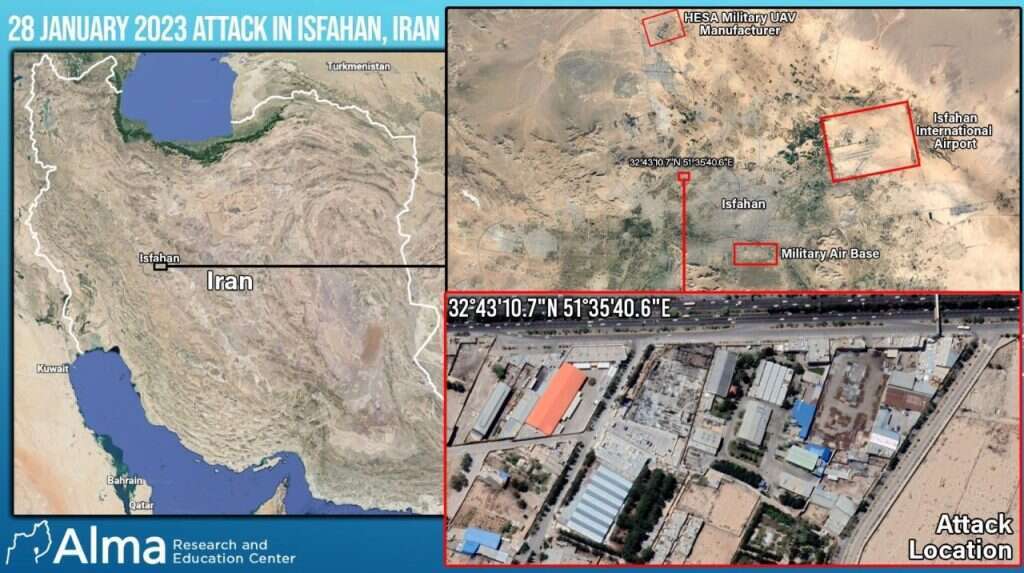 מיקום התקיפה האחרונה באיראן. | עלמא מרכז לחקר ביטחון בגזרה הצפונית