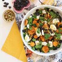 סלט בטטה צלויה עם גבינת עיזים. | אפרת ליכטנשטט סלט בטטה צלויה עם גבינת עיזים. | אפרת ליכטנשטט