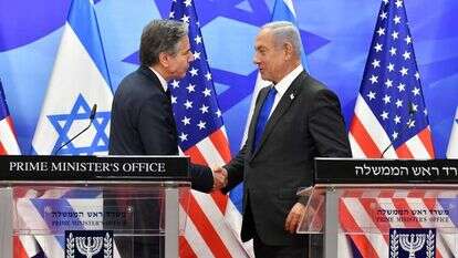 נתניהו ובלינקן, בעת ביקורו בארץ. | יואב דודקביץ