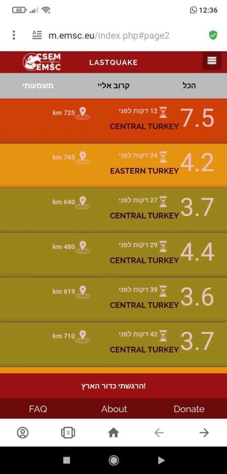 העדכון על רעידת האדמה הנוספת באתר
