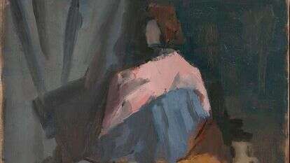 יתומה אדומת שיער שמזדהה עם אוליבר טוויסט עופר אלבק, "אשה עם של", 2018. הוצג בגלריה לוטן. | ציקי אייזנברג