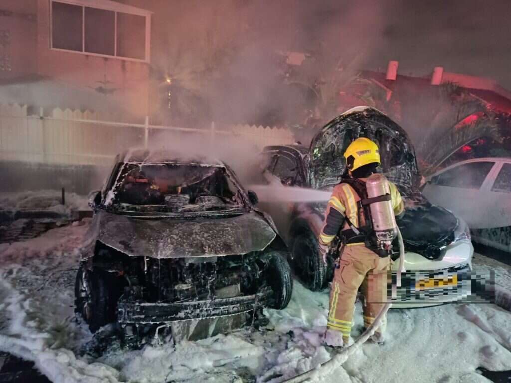 הצתת מכוניות ברמלה. | כבאות והצלה