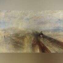 "גשם, קיטור ומהירות: מסילת הרכבת המערבית  הגדולה", 1844. ציור באדיבות הגלריה הלאומית לאמנות, וושינגטון הבירה