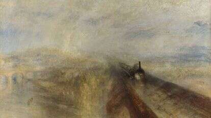 "גשם, קיטור ומהירות: מסילת הרכבת המערבית  הגדולה", 1844. ציור באדיבות הגלריה הלאומית לאמנות, וושינגטון הבירה