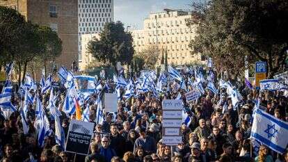 הפגנה בירושלים נגד הרפורמה המשפטית. | יונתן זינדל, פלאש 90