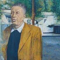 שלונסקי רמז שאלתרמן אינו אלא משורר חצר מורג קליגווסר, נתן אלתרמן, 2021. הוצג בתערוכה "דיוקן משורר עברי" במוזיאון עכו