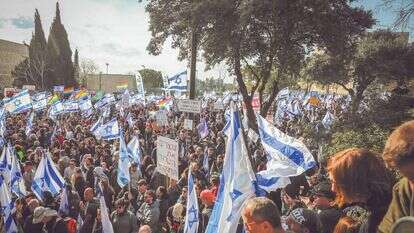 ההפגנה נגד הרפורמה המשפטית מול הכנסת, השבוע. | ג'מאל עוואד, פלאש 90
