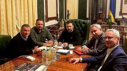 חברי הכנסת אדלשטיין ואלקין בפגישתם עם זלנסקי. ללא קרדיט