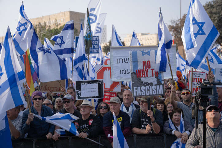 הפגנה נגד הרפורמה במערכת המשפט, ירושלים. | אריק מרמור, פלאש 90