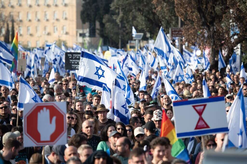הפגנה נגד הרפורמה המשפטית בירושלים. | שריה דיאמנט
