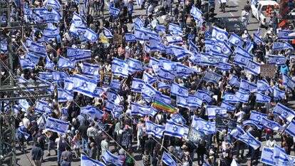 מפגינים נגד הרפורמה במערכת המשפט. | תומר נויברג, פלאש 90