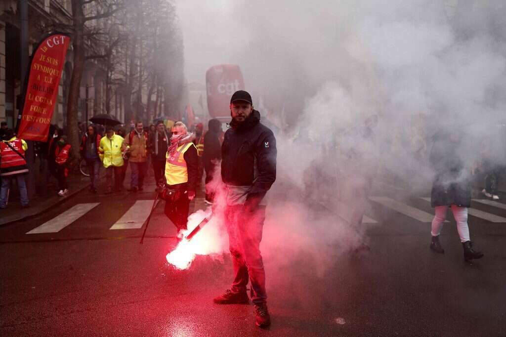 המחאה נגד רפורמת הפנסיה בצרפת. | AFP